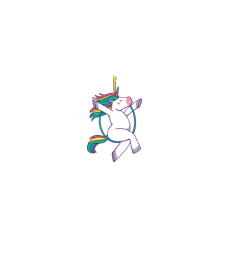 Unicorn pe cerc model alb pe tricou
