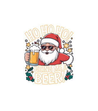 HO HO HO bring me a BEER santa Negru model alb pe tricou