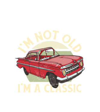 'Mașină clasică - I''m not old I''m a classic' model alb pe tricou