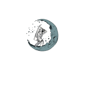 Astronaut pe Lună model negru pe tricou