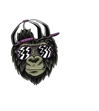 Cool Monkey model negru pe tricou