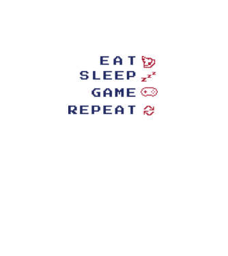 Eat Sleep Game Repeat model alb pe tricou