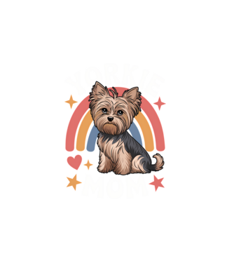 Yorkie Mom Negru model alb pe tricou