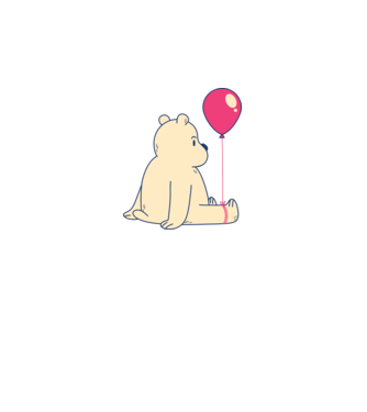 Teddy Drăguț cu Balon model alb pe tricou
