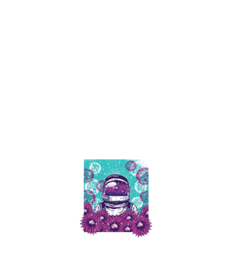 Floral Astronaut model negru pe tricou