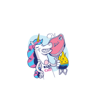 Unicorn Steak BBQ model alb pe tricou