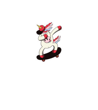 Skateboarder Unicorn DAB model gri închis pe tricou