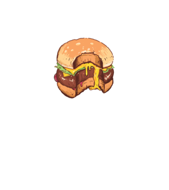 Hamburger model albastru regal pe tricou
