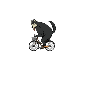 Lup pe bicicletă model alb pe tricou