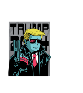Trump Terminator 2024 model alb pe tricou