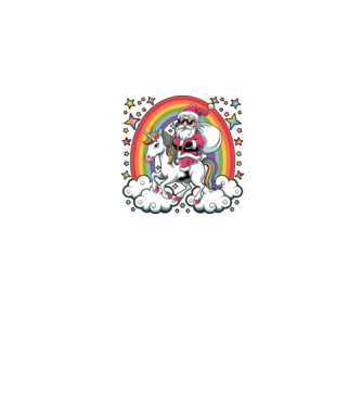 Moș Crăciun cool pe un unicorn model negru pe tricou