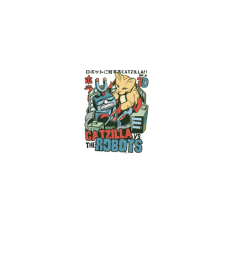 Catzilla Vs Robots model alb pe tricou