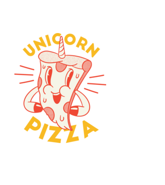 Unicorn Pizza model albastru închis pe tricou