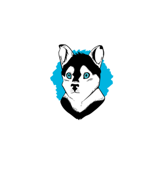 Câine Pomsky model alb pe tricou