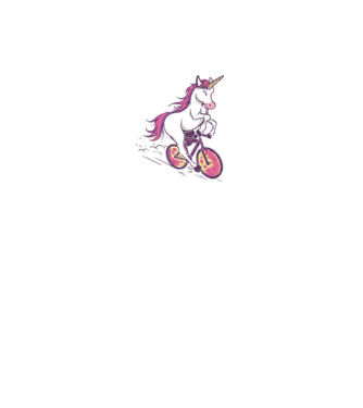 unicorn cu bicicletă model alb pe tricou