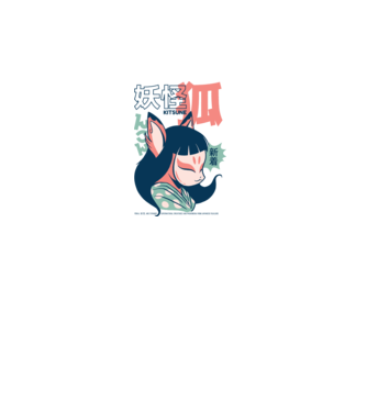 Kitsune Yokai Anime model alb pe tricou