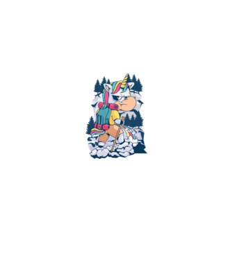 Unicorn excursionist pipi model alb pe tricou