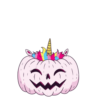 Unicorn Dovleac Halloween model negru pe tricou