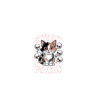Cute, but Psycho pisică Negru model nisipiu pe tricou
