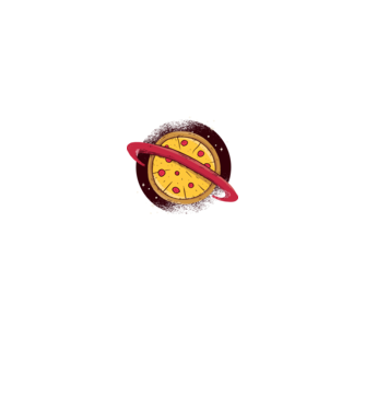 Pizza Planetă model alb pe tricou