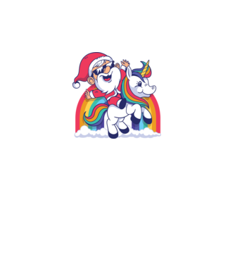 Moș Crăciun Drăguț Unicorn tricou model negru pe tricou
