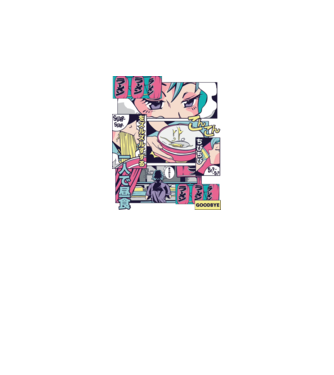 Anime Vaporwave Ramen model gri închis pe tricou