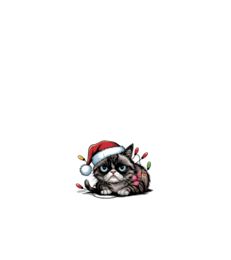 Christmas Spirit Grumpy Cat Negru model alb pe tricou