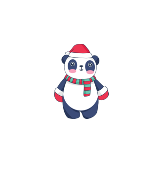 Panda drăguț de Crăciun model alb pe tricou