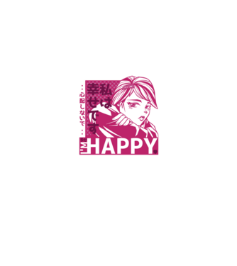 'I''m happy fată Anime antisocială' model negru pe tricou