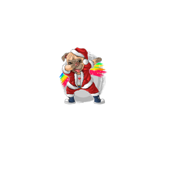 Santa Mops Moș Crăciun model negru pe tricou