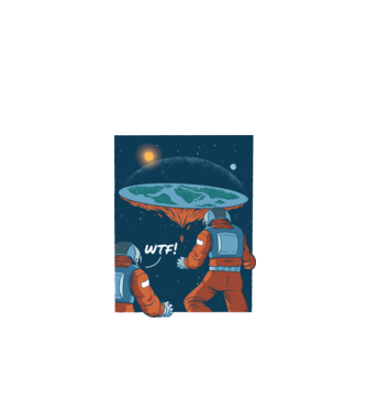 Astronaut Pământ plat model negru pe tricou