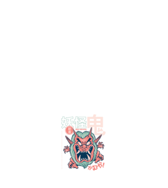 Oni Yokai Anime model alb pe tricou