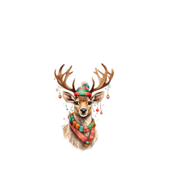 Festive Reindeer model alb pe tricou