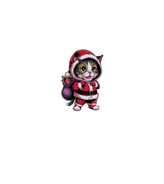 Santa Cat model negru pe tricou