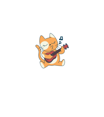 Pisică chitară Ukulele model alb pe tricou