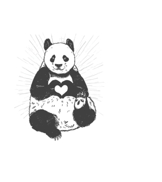 Inimă panda model albastru deschis pe tricou