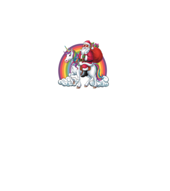 Moș Crăciun cool pe un unicorn 2 model negru pe tricou