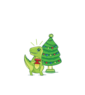 T-rex de Crăciun model alb pe tricou