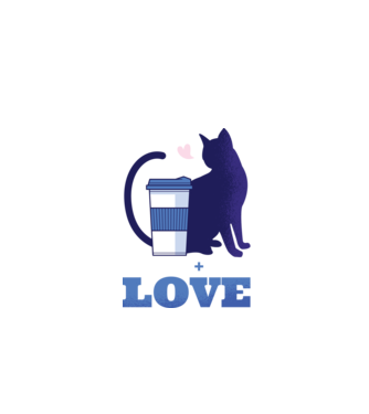 Cafea + Pisici = dragoste model negru pe tricou