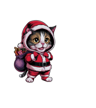 Santa Cat model negru pe tricou