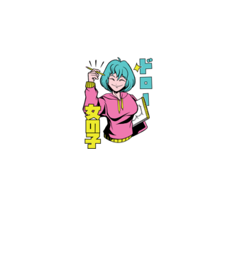Anime fată desenând model negru pe tricou