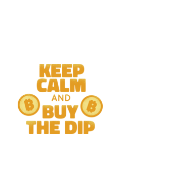 Keep calm and buy the dip Bitcoin model alb pe tricou