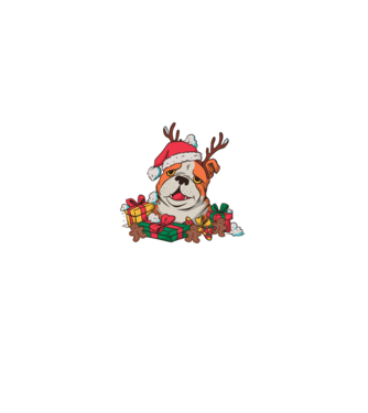 Bulldog de Crăciun model turcoaz pe tricou