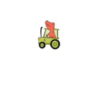 Tractor dinozaur model alb pe tricou