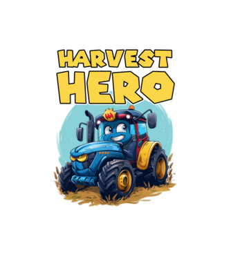 Harvest Hero Tractor model alb pe tricou