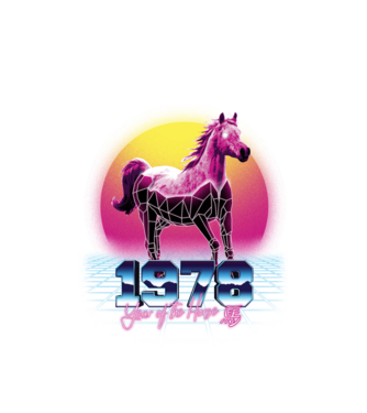 1978 Year of the Horse model alb pe tricou