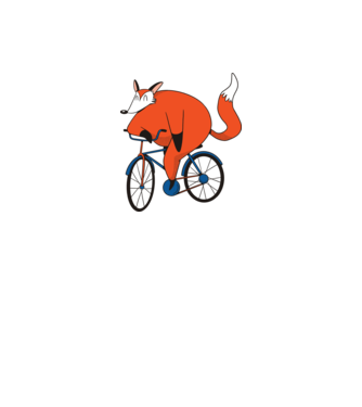 Vulpe cu bicicletă model gri pe tricou