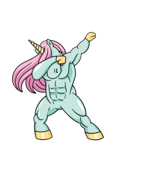 Unicorn Body Building DAB model negru pe tricou