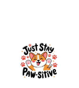 Just Stay Paw-sitive Alb model alb pe tricou