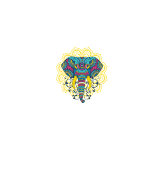 Elefant Mandala Colorat model albastru închis pe tricou